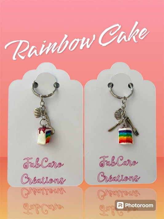 Porte clé porte de part rainbow cake