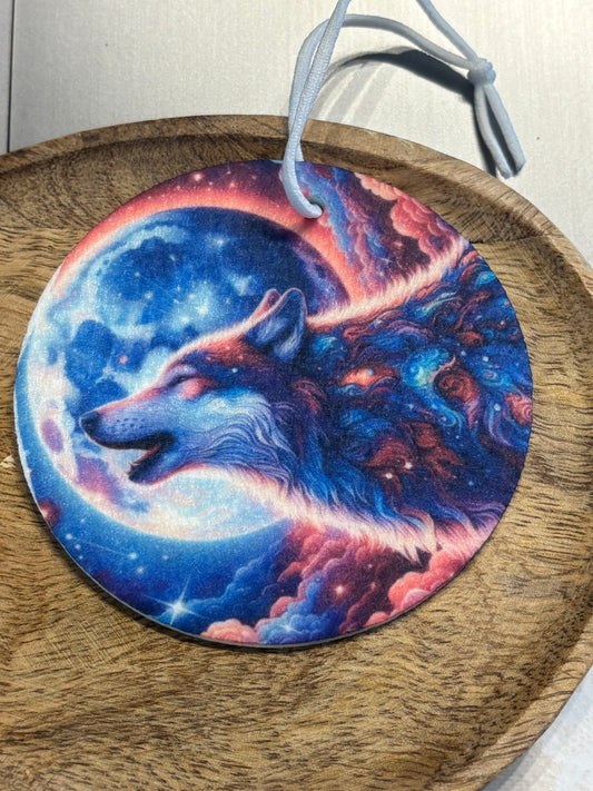 Déodorant voiture loup à la pleine lune