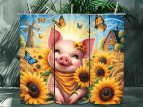 Tumbler cochon tournesols